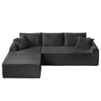 Modular Corduroy Sectional With Arched Armrests, Includes 3 Back Cushions & 2 Throw Pillows - Furniture Home Direct