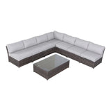 Comfortable Modern Patio Rattan Sectional Set With Cushions - Furniture Home Direct