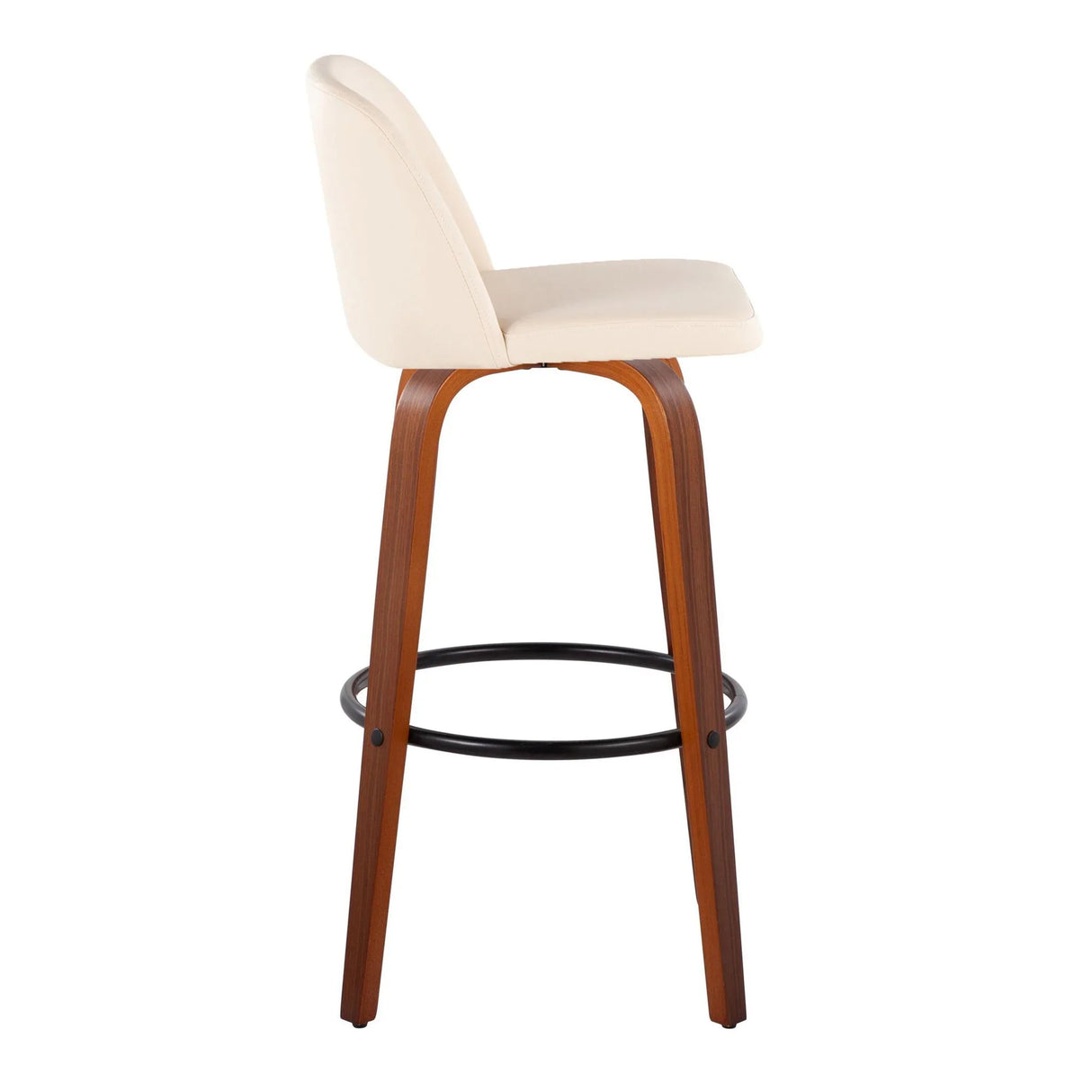 Toriano - Mid Century Modern Fixed Height Barstool Swivel And Round Footrest (Set of 2) - Furniture Home Direct