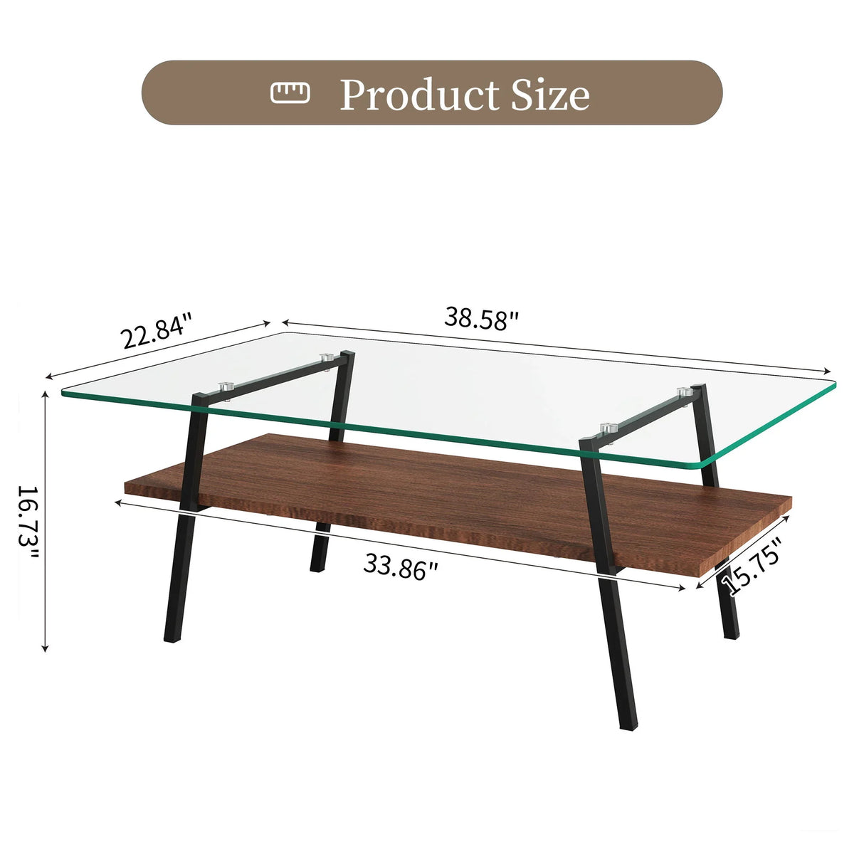 Rectangle Coffee Table, Tempered Glass Tabletop With Metal Legs, Modern Table For Living Room - Furniture Home Direct