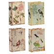 Book Boxes With Birds, Flowers, And Handwriting Design (Set of 4) - Multi - Furniture Home Direct