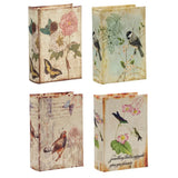 Book Boxes With Birds, Flowers, And Handwriting Design (Set of 4) - Multi - Furniture Home Direct