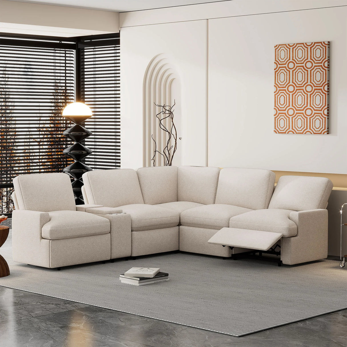 Power Recliner Corner Sofa Home Theater Reclining Sofa Sectional Couches With Storage Box, Cup Holders, USB Ports And Power Socket For Living Room - Furniture Home Direct