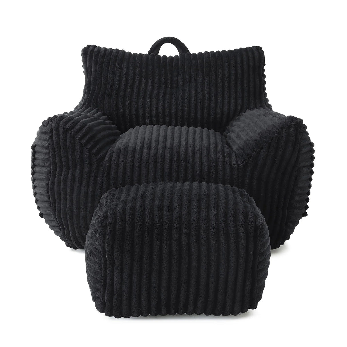 Giant Plush Bean Bag Chair With Armrests And Footstool - Furniture Home Direct