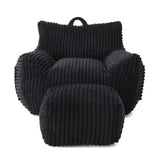 Giant Plush Bean Bag Chair With Armrests And Footstool - Furniture Home Direct