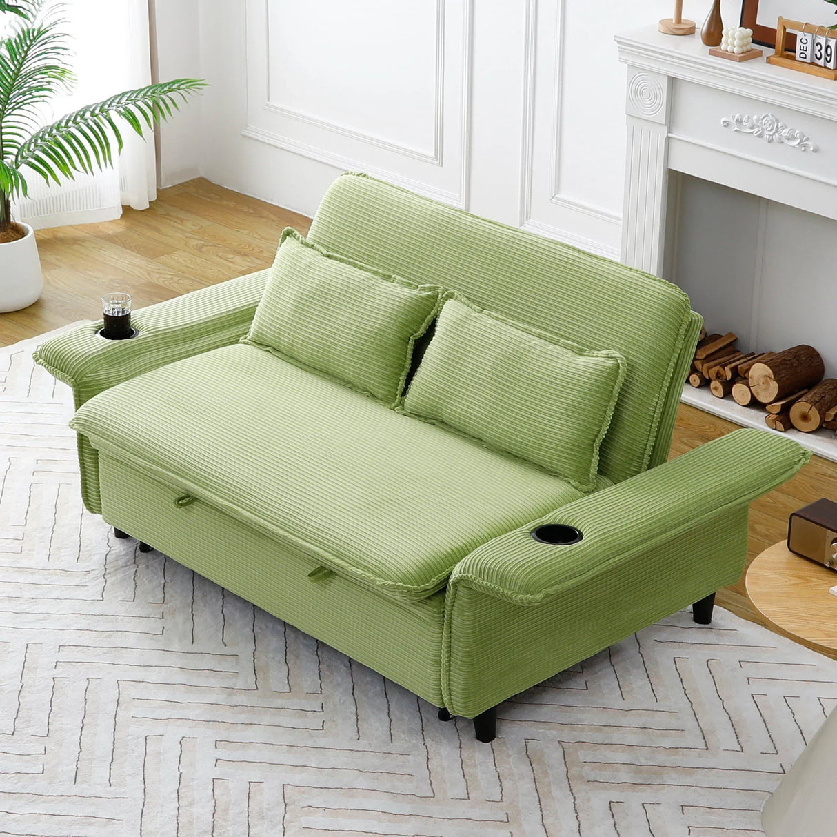 Modern Fabric Multi-Functional Sofa Bed With Adjustable Armrests And Backrests - Furniture Home Direct