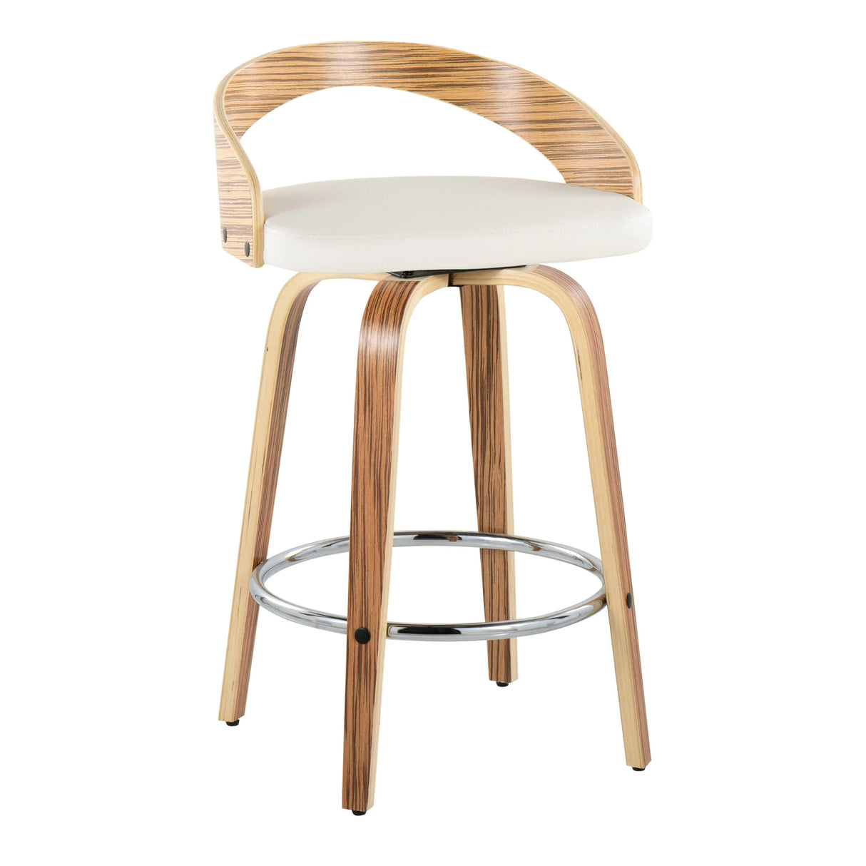 Grotto - Mid Century Modern Fixed Height Counter Stool With Swivel With Round Footrest (Set of 2) - Furniture Home Direct