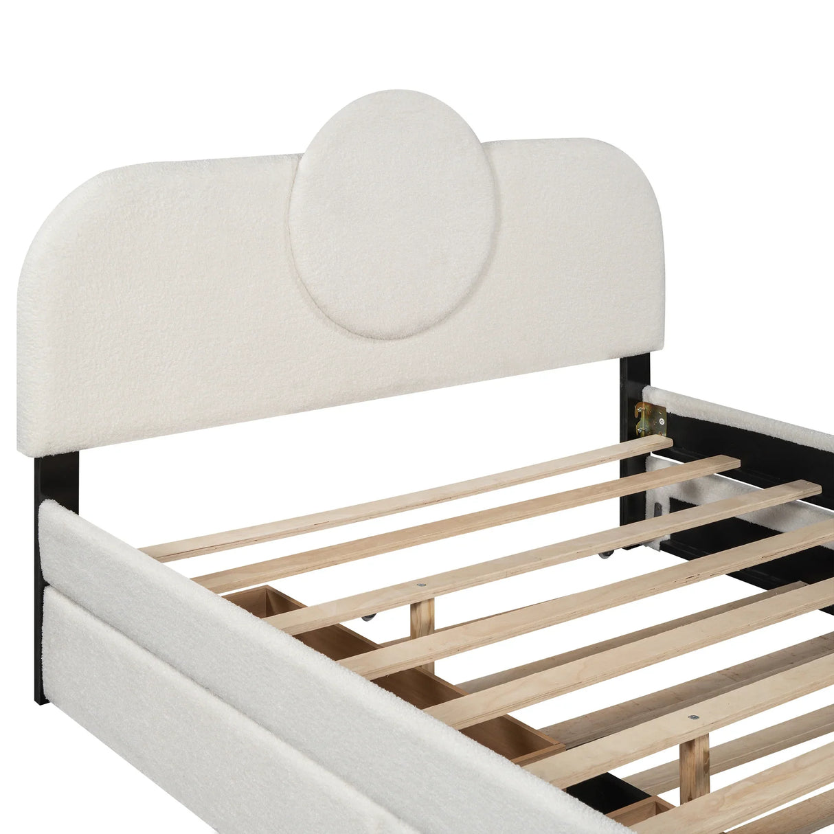 Queen Bed Upholstered Platform With Storage Drawers White - Furniture Home Direct