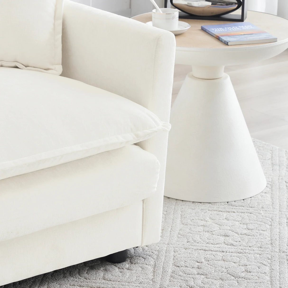 3 Piece Extra Deep Seat Living Room Set with Sofa, Love Seat and Chair - White - Furniture Home Direct
