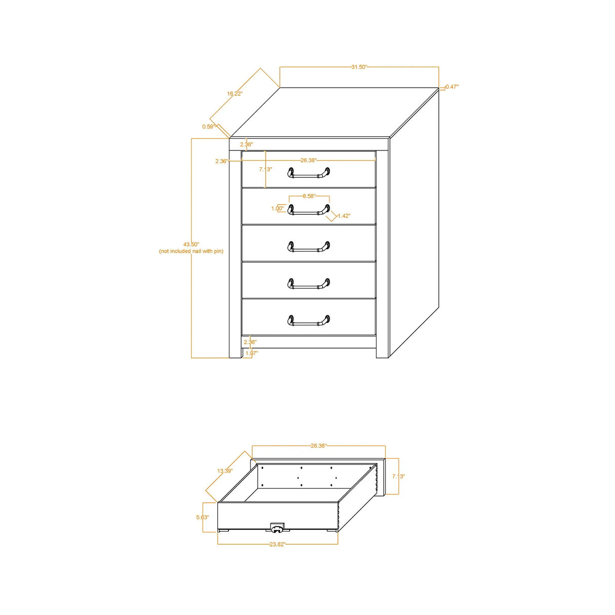 Monica - Chest With Spacious Drawers Bar Handles - Dark Oak - Furniture Home Direct