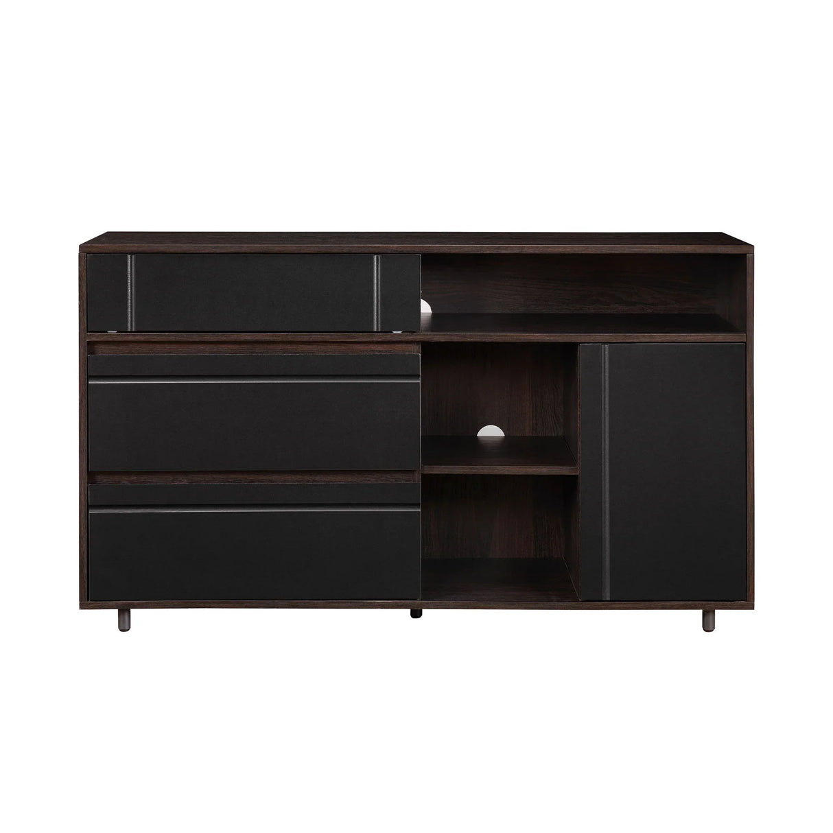 Contemporary Detailed Door Sideboard With Open Storage - Furniture Home Direct