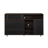 Contemporary Detailed Door Sideboard With Open Storage - Furniture Home Direct