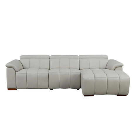 Power Reclining Sectional with USB Port - Light Gray - Furniture Home Direct