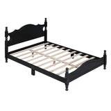 Platform Bed Full Size Wood Frame With Slat Support Black - Furniture Home Direct