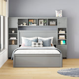 Bed With All In One Cabinet, Shelf And Sockets, Twin Long Trundle - Furniture Home Direct