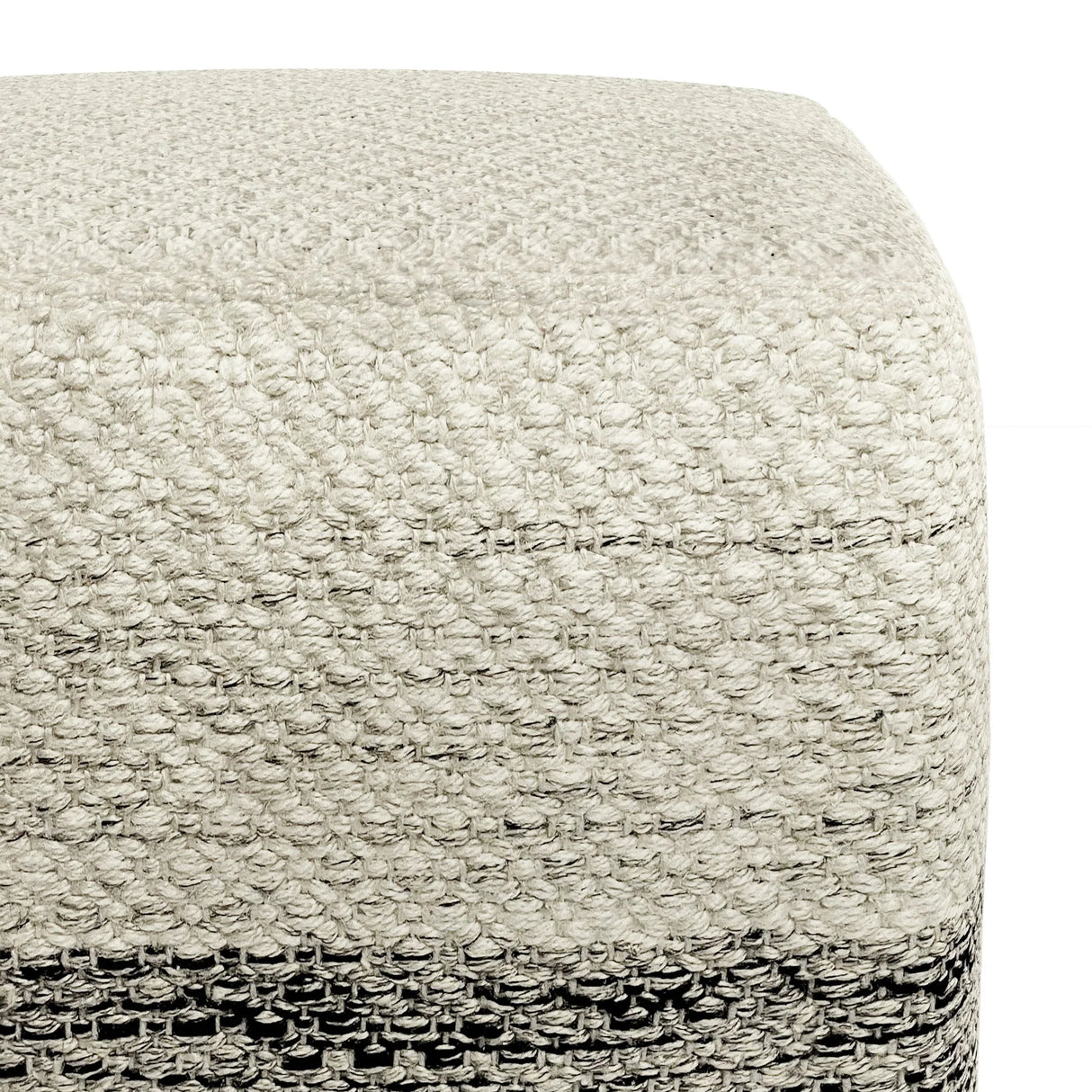 Macie - Square Woven Outdoor / Indoor Pouf - Gray / White - Furniture Home Direct