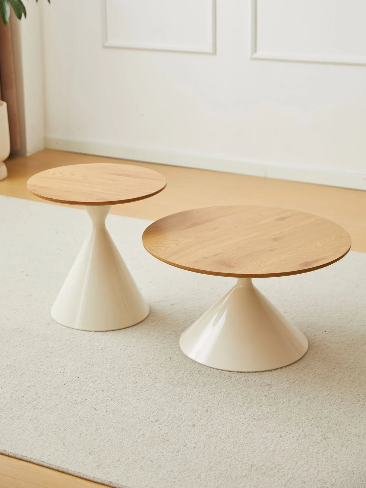 Round Coffee Table - Brown / White - Furniture Home Direct
