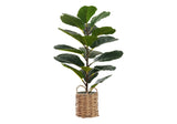 28" Tall, Artificial Plant, Fiddle Tree, Indoor, Faux, Fake, Floor, Greenery, Potted, Real Touch, Decorative - Green / Beige - Furniture Home Direct