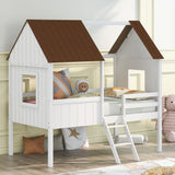 Low Loft Wooden House Bed With Two Side Windows - Furniture Home Direct