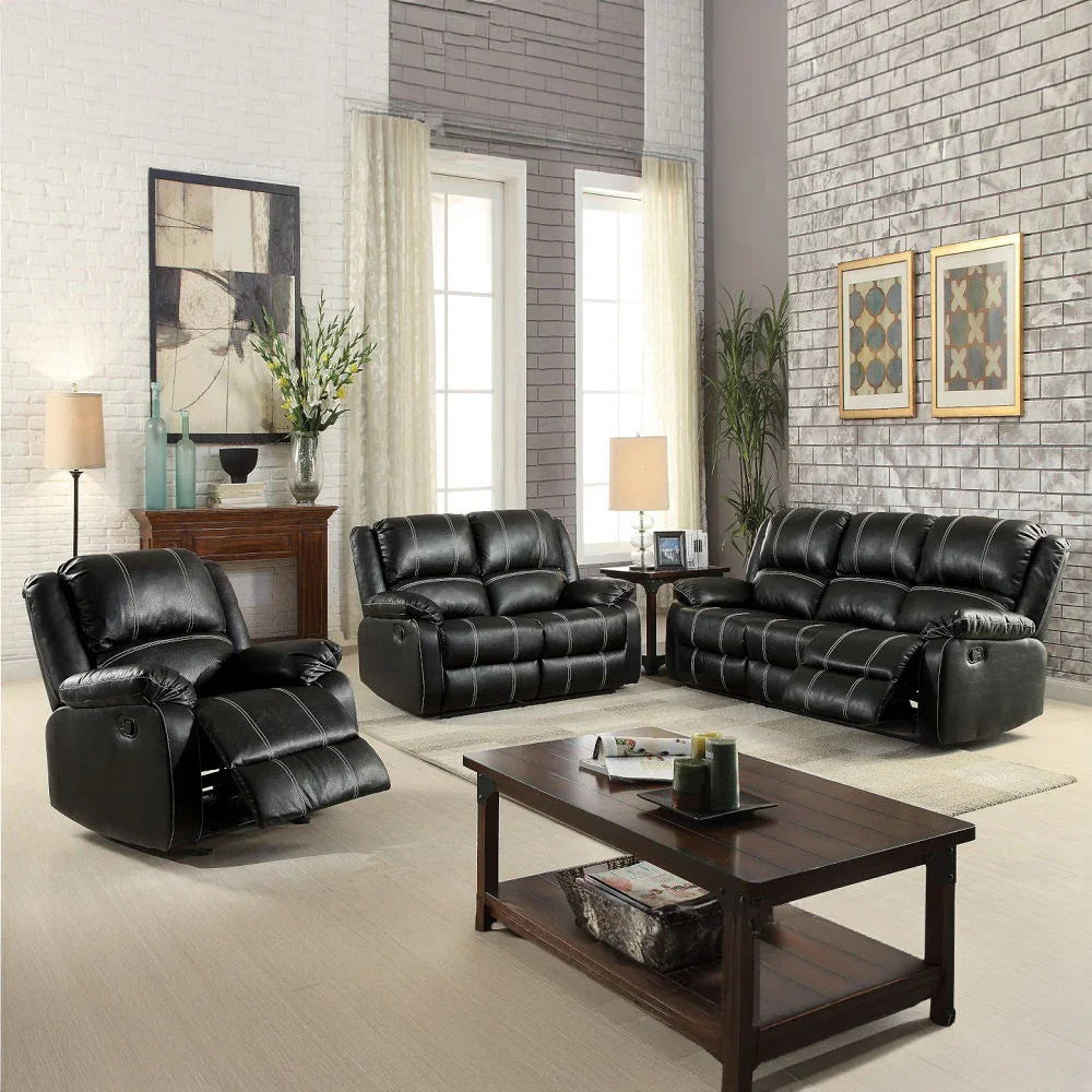 Zuriel - Synthetic Leather 3 Piece Living Room Recliner Set - Furniture Home Direct