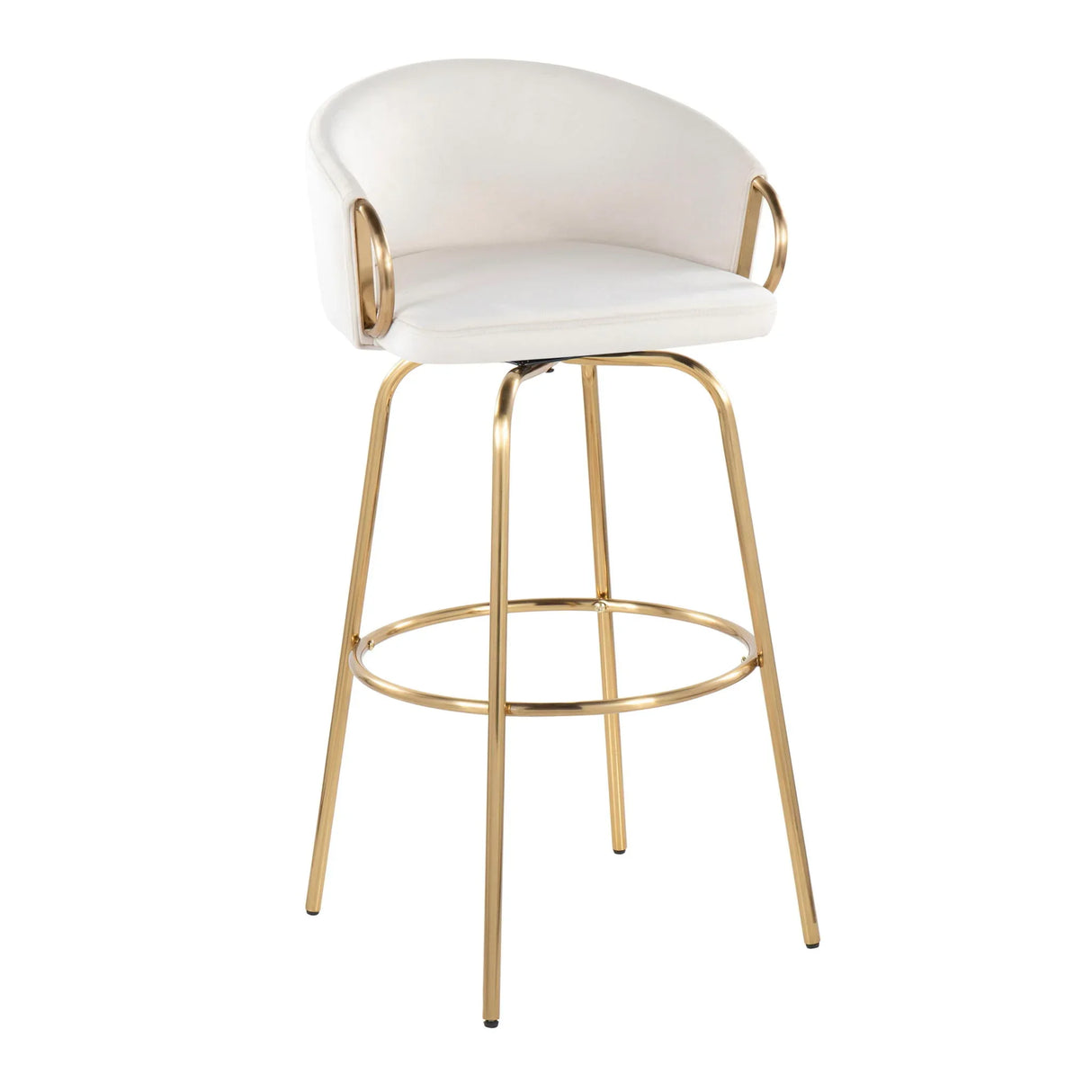 Claire - Contemporary / Glam Fixed Height Bar Stool (Set of 2) Round Footrest (Set of 2) - Furniture Home Direct