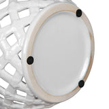Ceramic Lidded Jar With Lattice Design - White - Furniture Home Direct