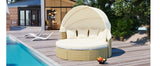 Outdoor Daybed With Retractable Canopy Cushions Beige - Furniture Home Direct