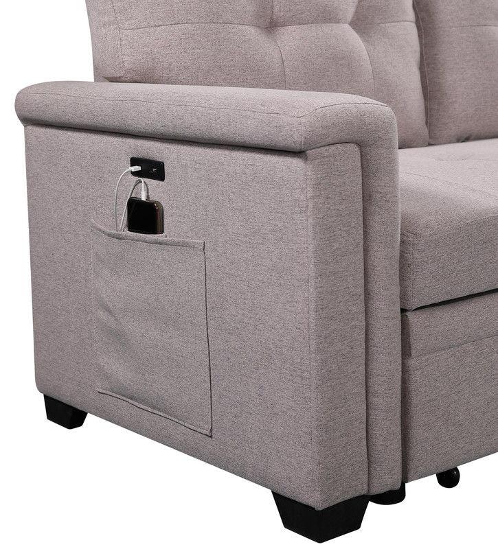 Nathan - Reversible Sleeper Sectional Sofa With Storage Chaise, USB Charging Ports And Pocket - Furniture Home Direct