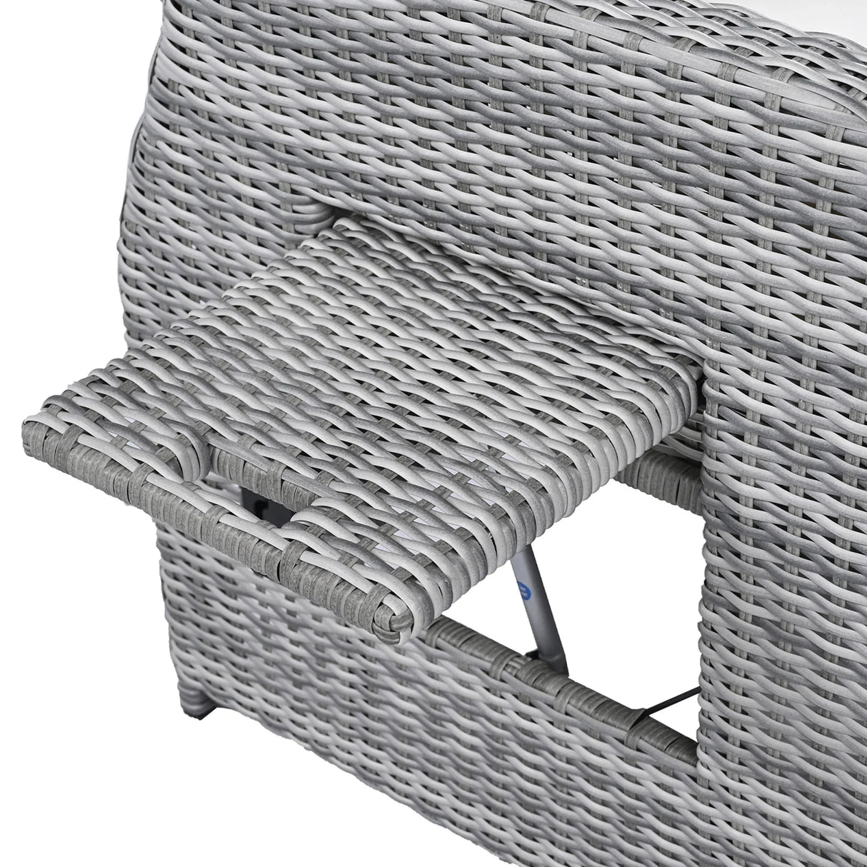 6 Piece Patio Set With An Adjustable Table, Recliners With Extendable Side Tables, And 2 Ottomans - Gray - Furniture Home Direct
