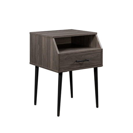 Contemporary Angled Nightstand - Slate Gray - Furniture Home Direct