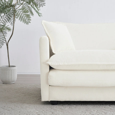 Chenille 2 Piece Living Room Set - White - Furniture Home Direct