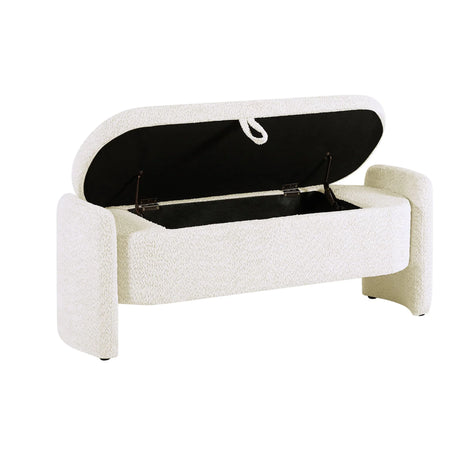 Ottoman Oval Storage Bench, 3D Lamb Fleece Bench With Large Storage Space For The Living Room, Entryway And Bedroom - Furniture Home Direct