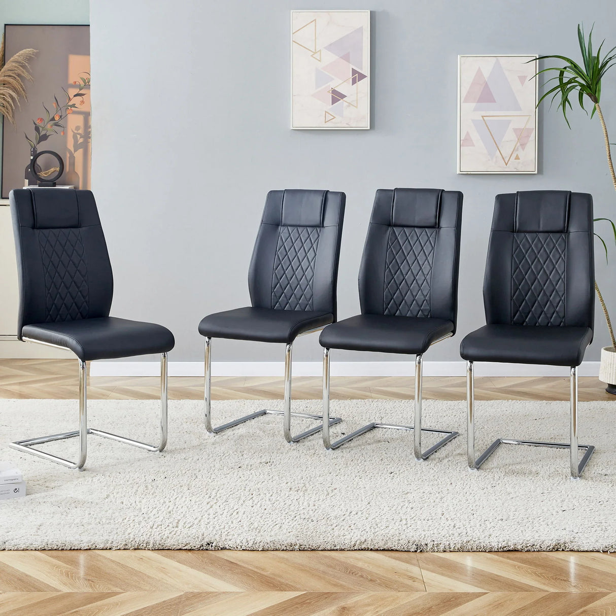 Modern Dining Chairs With Padded Seat, Metal Legs - Furniture Home Direct