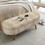 Modern Ottoman Oval Storage Bench With Rubber Wood Legs - Furniture Home Direct