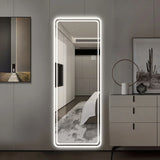 Frameless Full Length Floor Mirror With LED Light, Dimming & 3 Color Modes Mirror - Silver - Furniture Home Direct