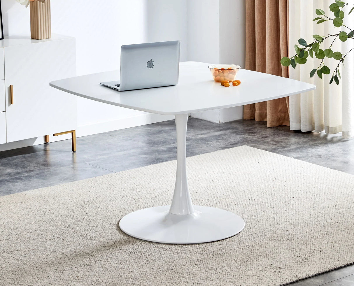 Table Mid-Century Dining Table For 4-6 People With Round MDF Table Top, Pedestal Dining Table, End Table Leisure Coffee Table - Furniture Home Direct