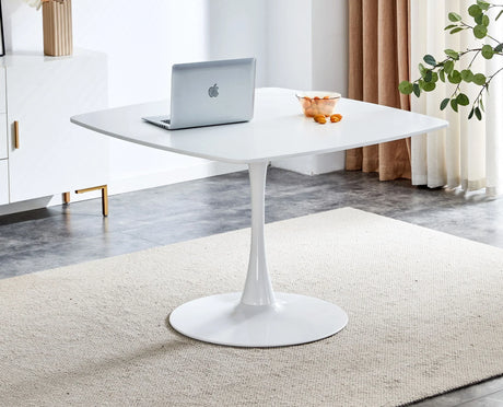 Table Mid-Century Dining Table For 4-6 People With Round MDF Table Top, Pedestal Dining Table, End Table Leisure Coffee Table - Furniture Home Direct