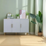 3 Door Large Storage Sideboard With Handles For Kitchen, Dining Room And Living Room, Accent Buffet Cabinet, Coffee Bar Sideboard Cabinet With 3 Doors - White / Gold - Furniture Home Direct