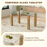 Dining Set Glass Top Table With PU Leather Chairs Black - Furniture Home Direct