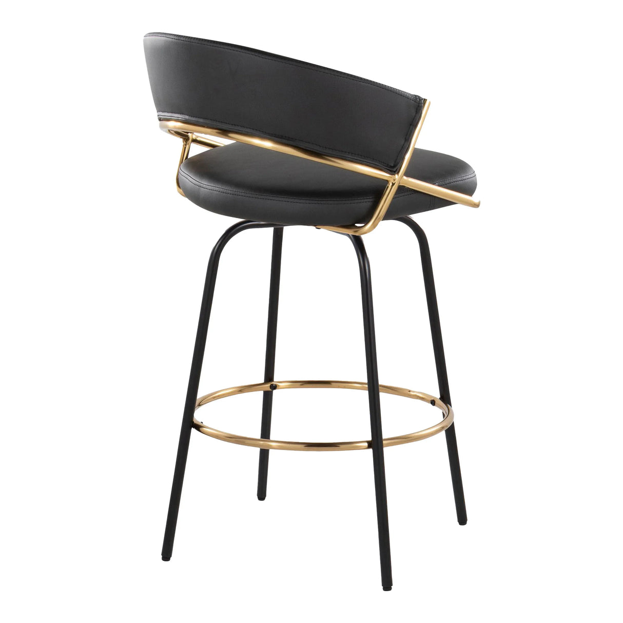 Jie - Fixed Height Contemporary Counter Stool With Swivel Round Footrest (Set of 2) - Furniture Home Direct