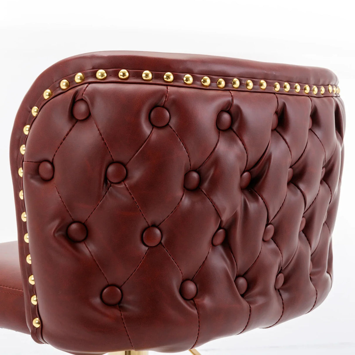 Counter Height Bar Stool Tufted Leather Swivel Burgundy - Furniture Home Direct