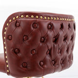 Counter Height Bar Stool Tufted Leather Swivel Burgundy - Furniture Home Direct