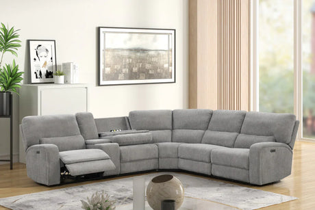 Power Reclining Sectional Sofa With Headrests Light Gray - Furniture Home Direct