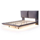 Upholstered Platform Bed With Sensor Light And 2 Large Backrests, With 2 Sets Of USB Port And Socket On Each Rear Bed Leg - Furniture Home Direct