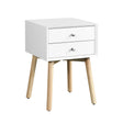 Mid Century Modern Nightstand With 2 Drawers - White - Furniture Home Direct