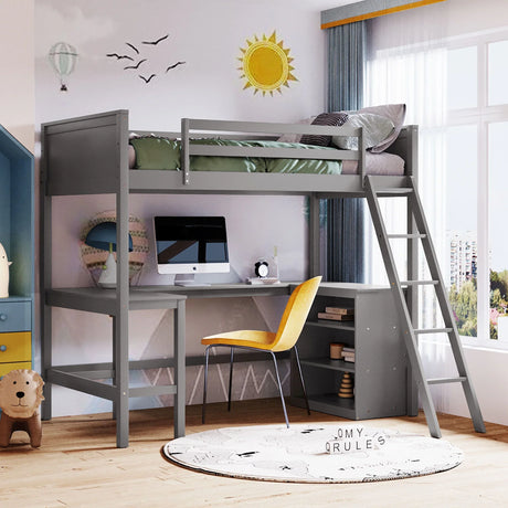 Loft Bed With Shelves With Desk - Furniture Home Direct