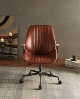 Brancaster - Aluminum Top Grain Leather Office Chair - Coffee - Furniture Home Direct