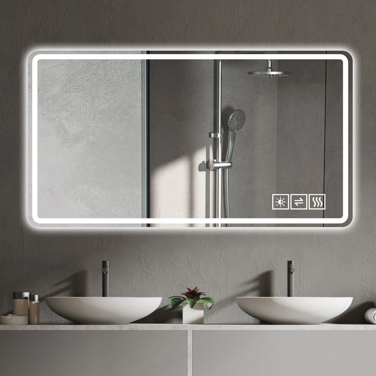 Bathroom Mirror Vanity Mirrors With Front Lights, Wall Mounted, Anti-Fog, Frameless, Horizontal Or Vertical - Furniture Home Direct