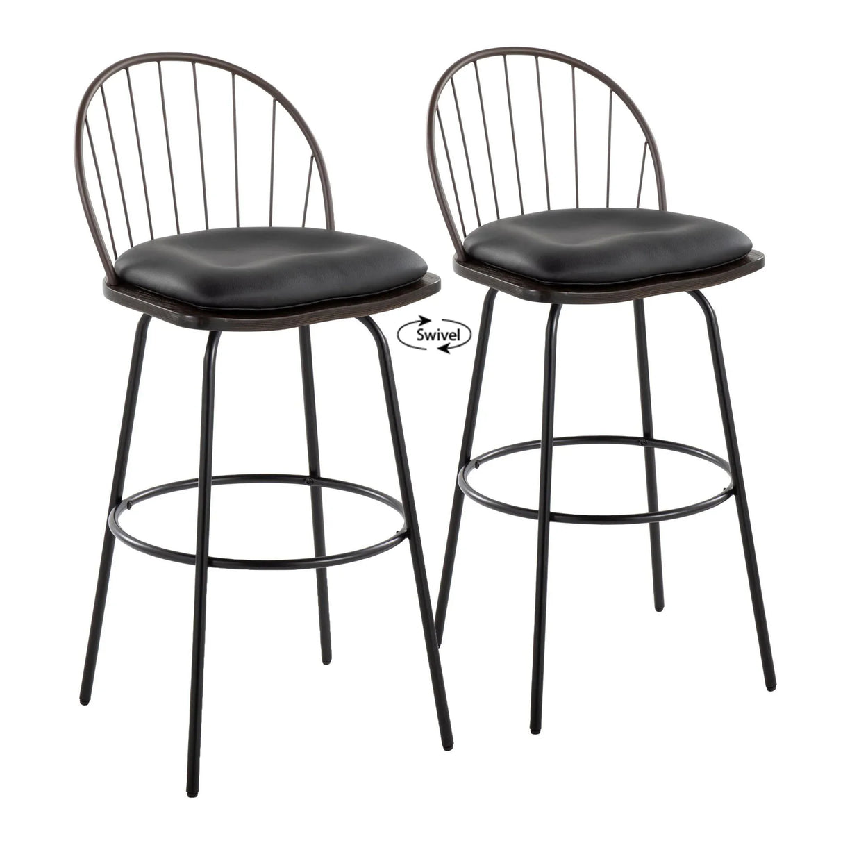 Riley - Claire Farmhouse Fixed Height Barstool With Swivel With Round Footrest (Set of 2) - Furniture Home Direct