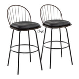 Riley - Claire Farmhouse Fixed Height Barstool With Swivel With Round Footrest (Set of 2) - Furniture Home Direct
